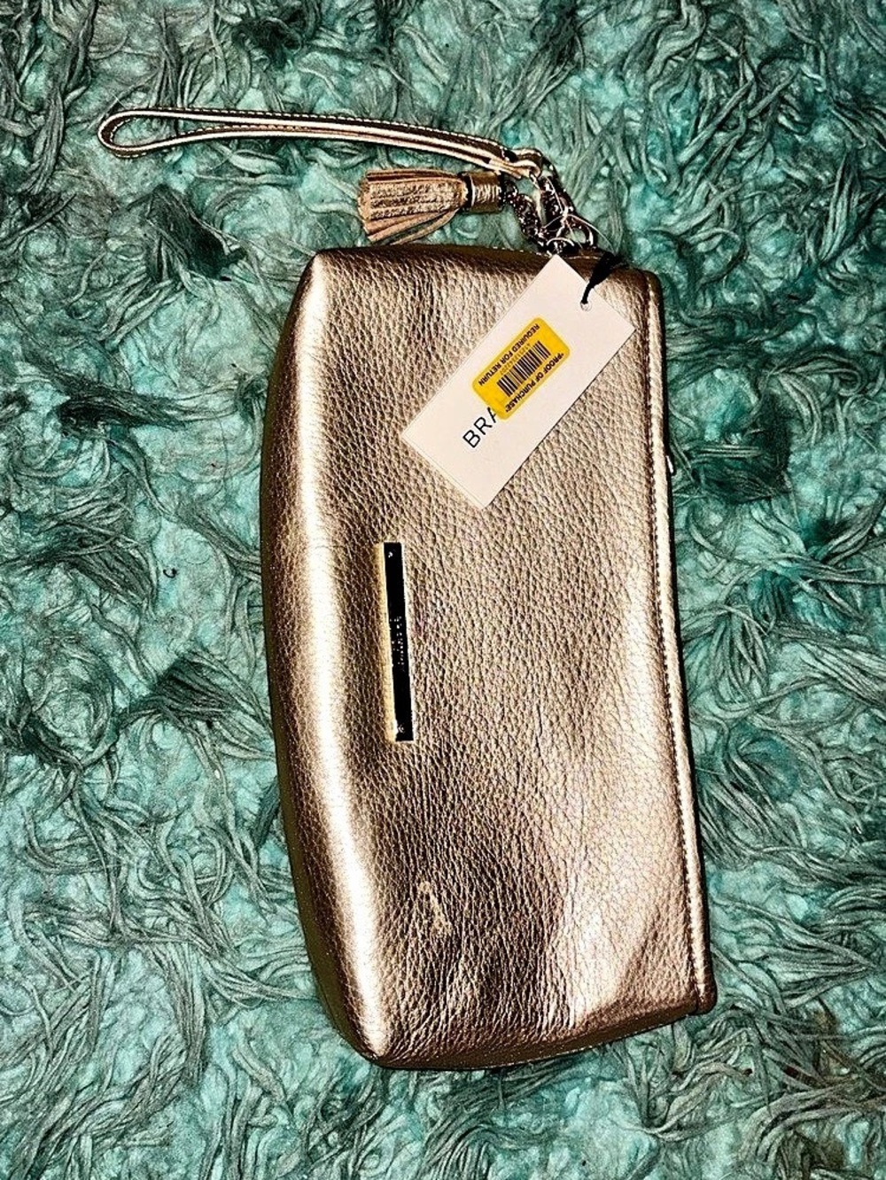 BRAHMIN Wristlet Cosmetic Bag in Gold NWT